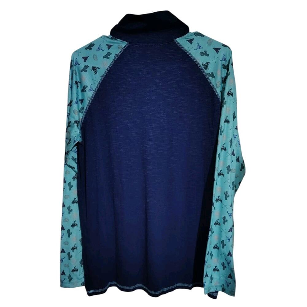 Cowgirl Tuff Co. Shirt Size Large L Cactus Teepee Horse Rodeo Western 1/4 Zip - Picture 4 of 6